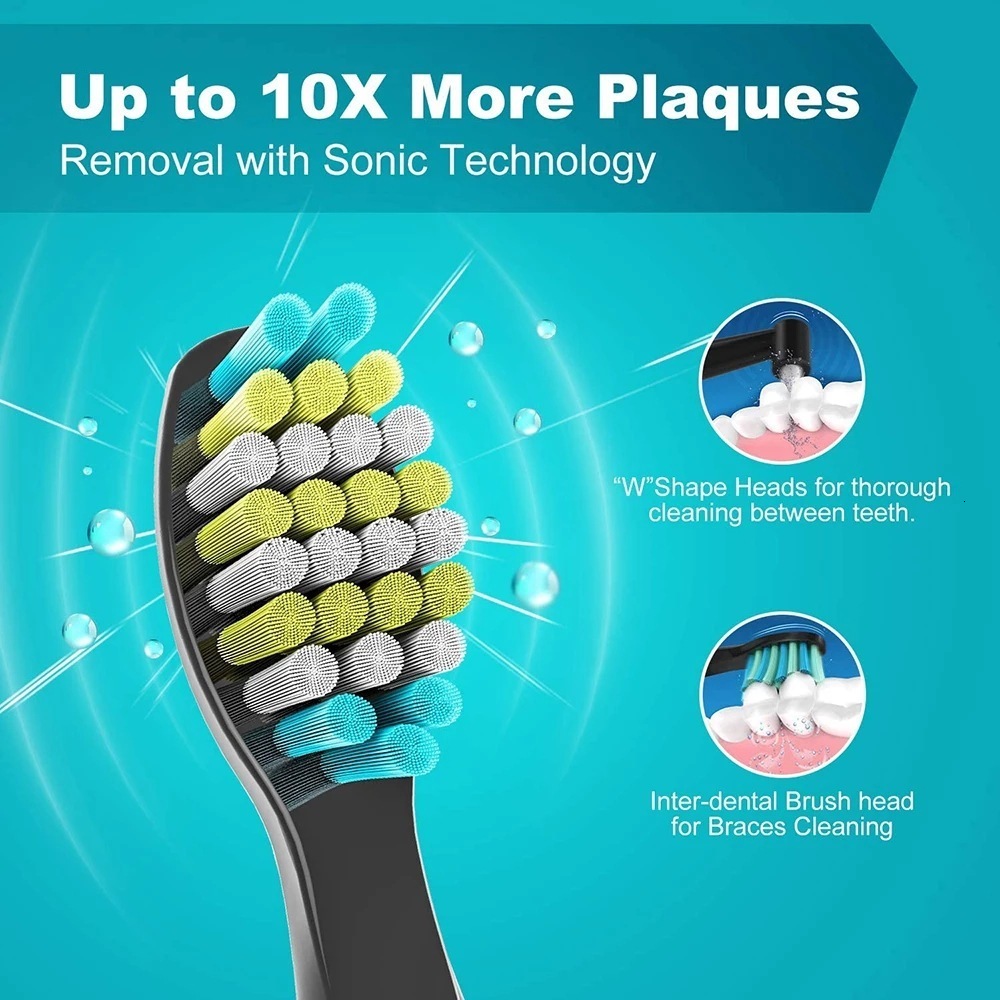 Other Oral Hygiene Electric Sonic Toothbrush USB Rechargeable Adult Waterproof Electronic Tooth Brushes Replacement Heads Travel Set 230508