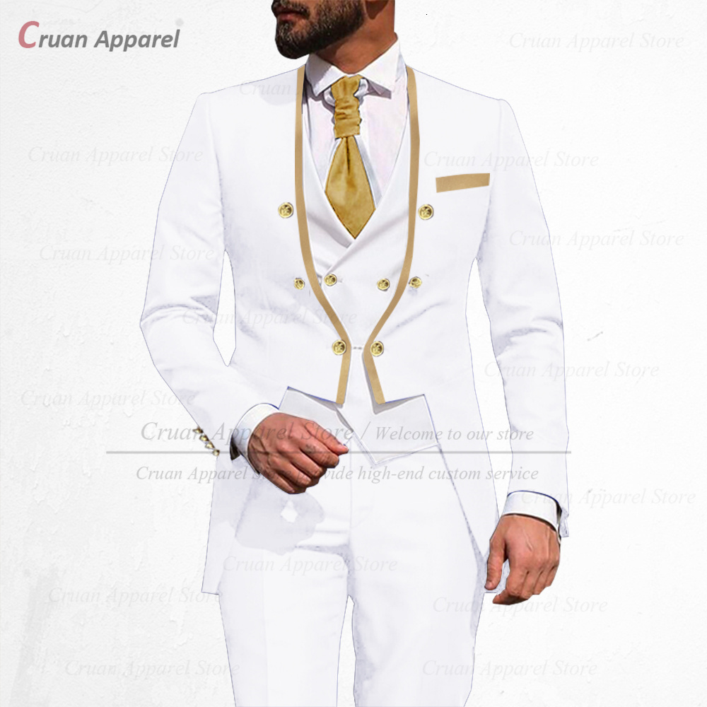 Men s Suits Blazers Latest Royal Blue Suit Men 3Pcs Slim Fit Wedding Man Groom Tuxedo Double Breasted Gold Trim Jacket Vest Pants Set Tailcoat 230508