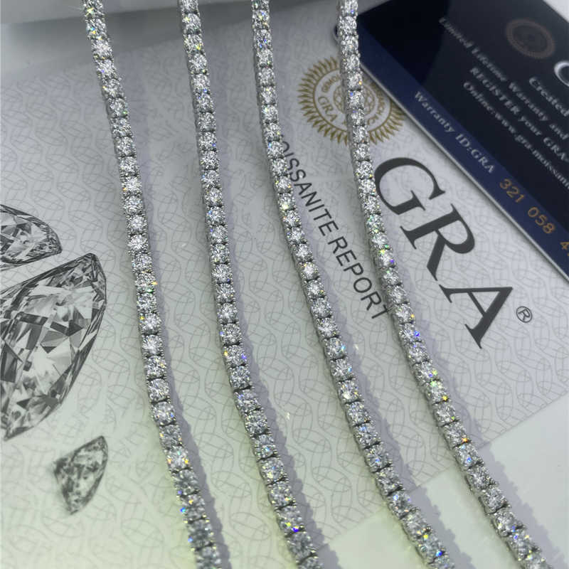 Sier Necklace Dia Hip Hop Jewelry 3mm - 6mm jewlery designer for women Tennis Chain Bracelet Pass Tester