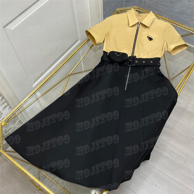 Designer Badge Women Dresses With Waist Bag Contrast Stitching Short Sleeve Dress Summer Fashion Skirts Clothes, Black
Designer Badge Women Dresses With Waist Bag Contrast Stitching Short Sleeve Dress Summer Fashion Skirts Clothes, Black