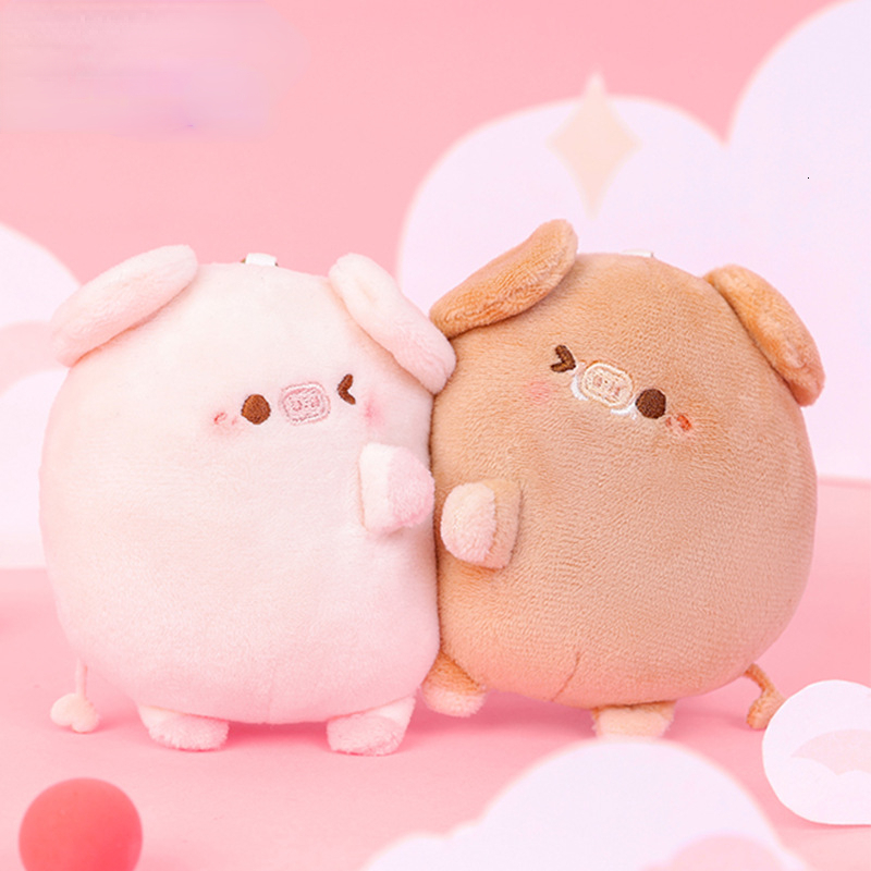Key Rings 2pcs Plush Magnetic Couple Pig Keychain Cute Creative Plush Toy Kawaii Girl Holiday Gift Personalized Magnet Backpack Pendant 230506