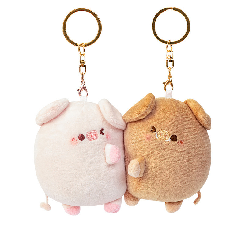 Key Rings 2pcs Plush Magnetic Couple Pig Keychain Cute Creative Plush Toy Kawaii Girl Holiday Gift Personalized Magnet Backpack Pendant 230506