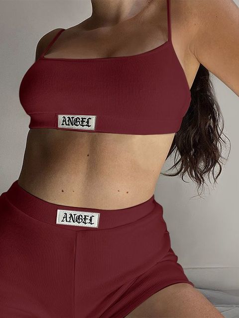 Women's Tracksuits FSDA Summer Ribber Women Set White Spaghetti Strap Crop Top And Mini Biker Shorts Embroidery Two Piece Sets Sexy Outfit Party 