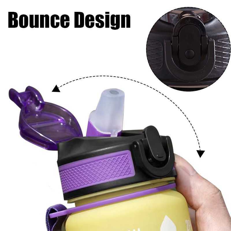 1000ml Large Capacity Water Bottle Frosted with Straw Plastic Cup Sports Cup Plastic Gradient Outdoor Sport Water Bottle Cup