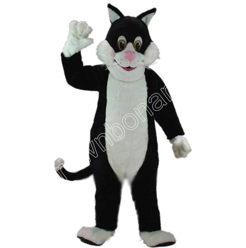 Super Cute Black & White Cat Mascot Costumes Cartoon Character Outfit Suit Xmas Outdoor Party Outfit Adult Size Promotional Advertising Clothings