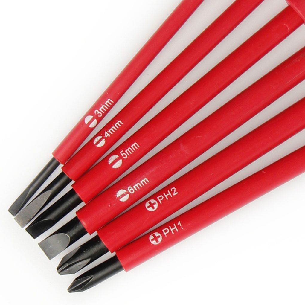 Screwdrivers 7pcs Insulated Screwdriver Set Electrician Screwdrivers 1000V High Voltage Resistant Wear-resistant Hand Tools Bolt Driver 230508