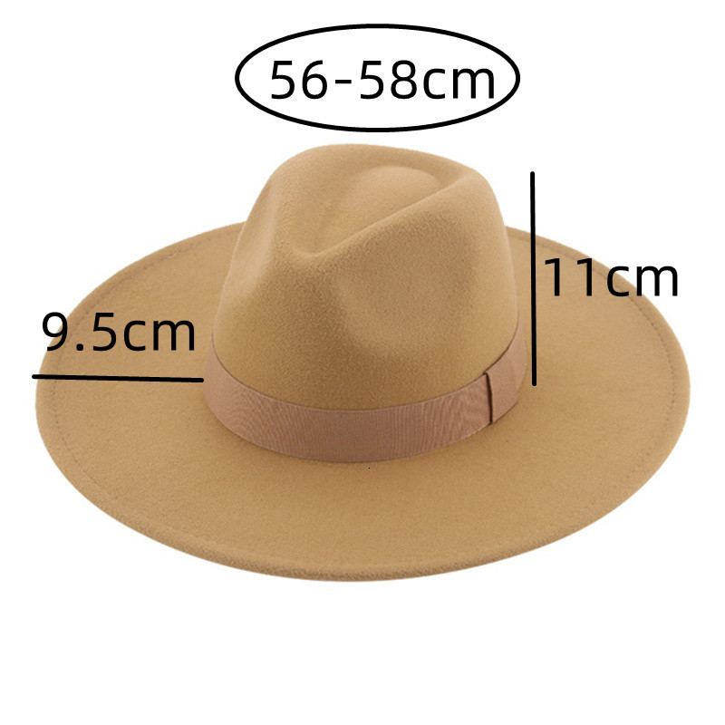 Wide Brim Hats Bucket Hats Fedora Hats for Women 9.5cm Wide Brim Dress Men Caps Felted Hat Panama Church Wedding Ribbon Band Men Hat Sombreros De Muje