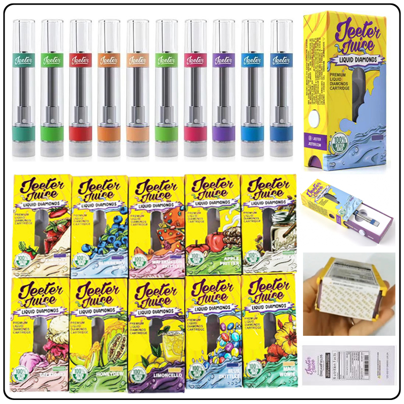 Jeeter Juice Premium Liquid Diamonds Cartridges Disposable Carts 0.8ml 1.0ml Snap on Pressed G5 With 10 Strains Push Child Proof Drawer Box Packagings Seal Stickers
Jeeter Juice Premium Liquid Diamonds Cartridges Disposable Carts 0.8ml 1.0ml Snap on Pressed G5 With 10 Strains Push Child Proof Drawer Box Packagings Seal Stickers