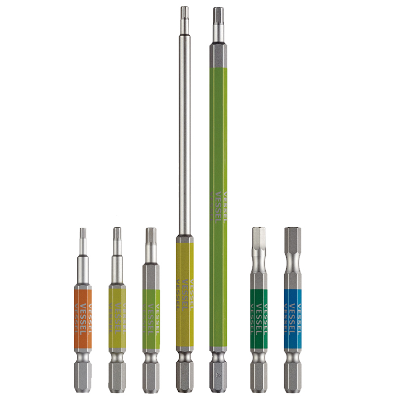 Screwdrivers VESSEL 1/4 Inch Single End Hex Key Screwdriver Bit Hex Head Allen Wrench Drill Bits with Magnetic Tip Japan Tools No.GSH 230508