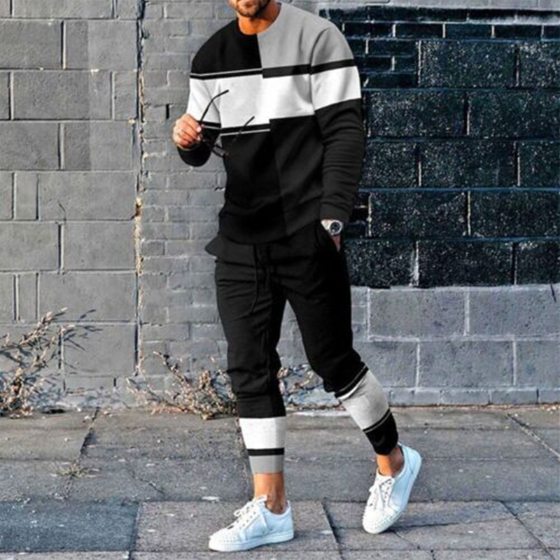 Men's Tracksuits Men's Clothes Sportswear Outfits Long-Sleeve Tracksuit T-Shirt Pants 2 Piece Set 3D Print Trend Tops Trousers Outdoor Stree