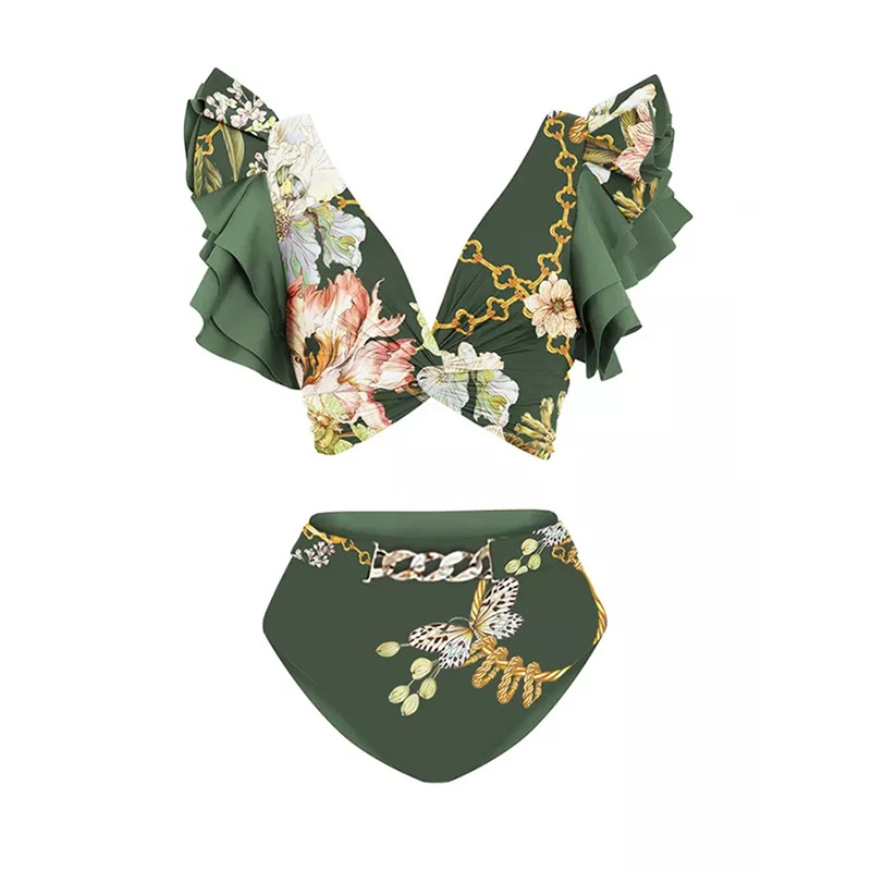 2023 Bikini Swimwear New High Waist Printed European and American Sexy Swimwear, Green
2023 Bikini Swimwear New High Waist Printed European and American Sexy Swimwear, Green