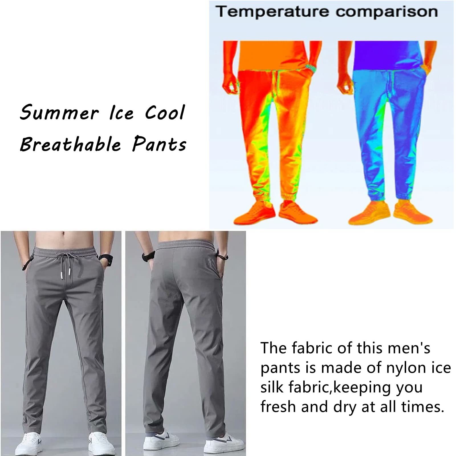 Men's Pants Men's Quick Dry Pants Casual Sports Trousers Elastic Waist Breathable Running Jogger Drawstring Sweatpants with Pockets L-3XL 23