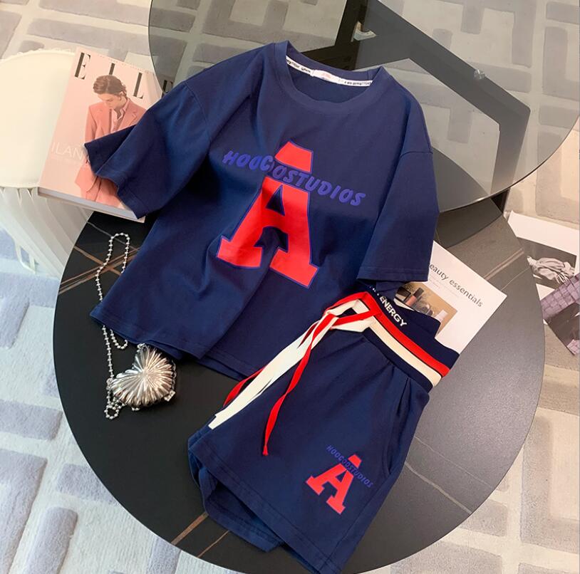Women's Tracksuits 2023 Summer New Fashion Loose Round Neck Cotton Short Sleeve Women's Running Two Piece Set