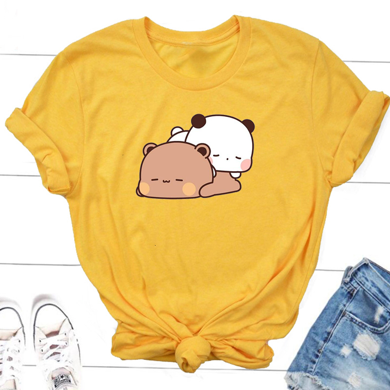Women's T-Shirt Cute Bubu and Dudu Are Sleeping Cute T Shirts Women Cotton Kawaii Cartoon Funny Graphic Tshirt Summer O Neck 90s Clothes Tees 230