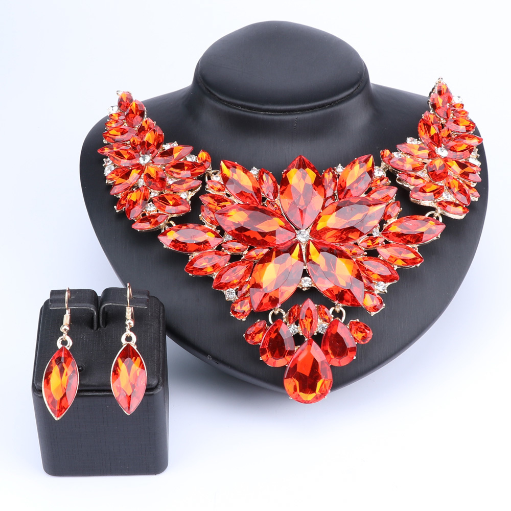 Pendant Necklaces High Quality Crystal Choker Statement Necklace Earring Jewelry Set Wedding Gift Women Brides Prom Party 230506