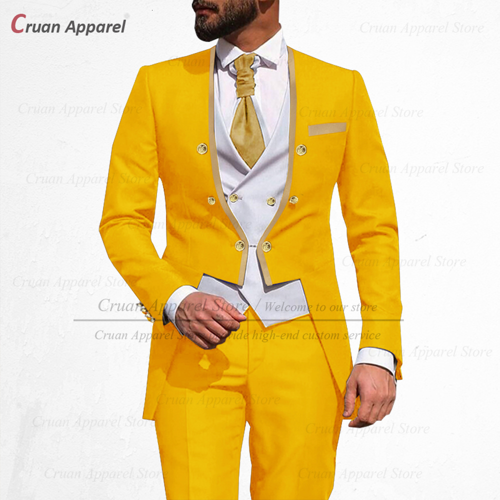 Men s Suits Blazers Latest Royal Blue Suit Men 3Pcs Slim Fit Wedding Man Groom Tuxedo Double Breasted Gold Trim Jacket Vest Pants Set Tailcoat 230508