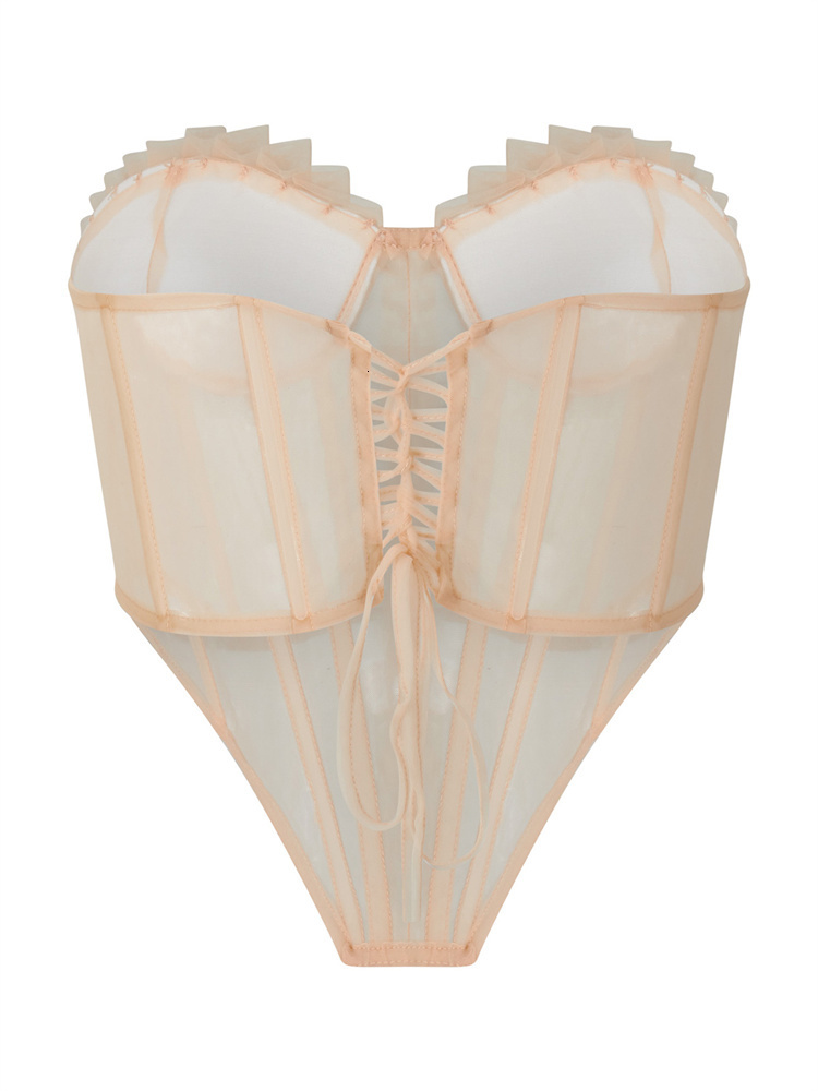 Camisoles Tanks Women Vintage Sexy Corset Tops Summer Mesh Sheer Boned Bustier Crop 90s Y2K Fairycore Tube Clubwear 230508