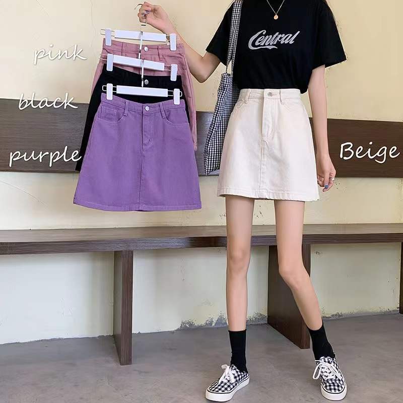 Skirts JMPRS Fashion Solid Demin Mini Women Summer Korean Causal Jean Short Female Y2K Purple Faldas Mujer 5xl 230506