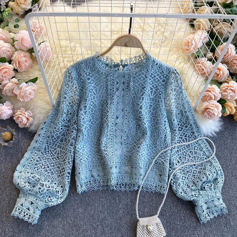 Women's Blouses Court Style Spring Heart Machine Hollowed Out Lace Bubble Sleeve Women's Versatile Shirts, Blue
Women's Blouses Court Style Spring Heart Machine Hollowed Out Lace Bubble Sleeve Women's Versatile Shirts, Blue