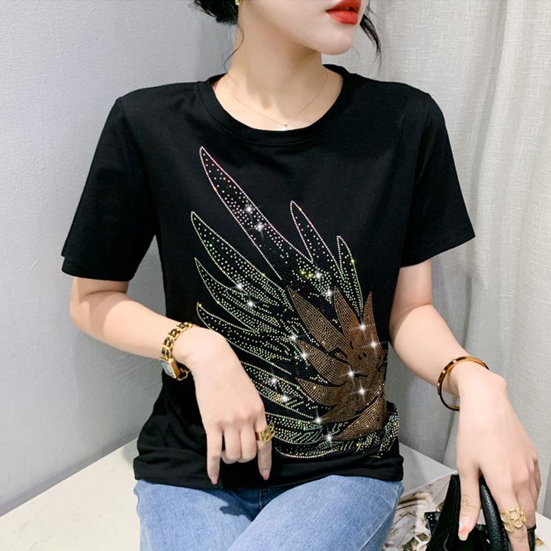 Women's T Shirts #6277 Stretch Cotton Short Sleeve Shirt Women Shinny Diamonds Wing Sexy Koean Style Women's T-shirt Summer For Girl, Black
Women's T Shirts #6277 Stretch Cotton Short Sleeve Shirt Women Shinny Diamonds Wing Sexy Koean Style Women's T-shirt Summer For Girl, Black