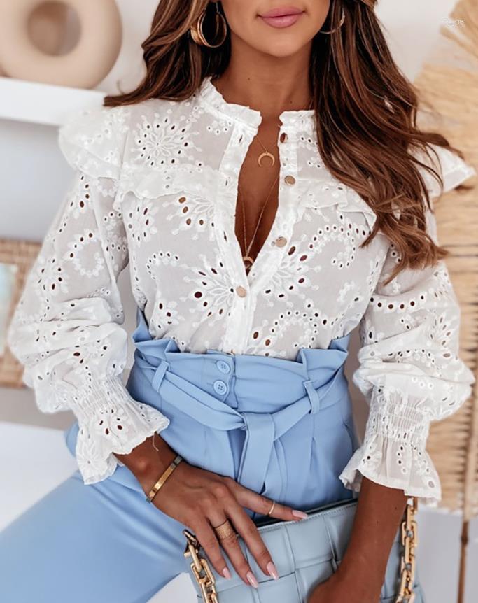 Women's T Shirts Elegant Fashion Eyelet Embroidery Lantern Sleeve Top Women's Clothing 2023 Spring Summer Office Lady Long Blouses
Women's T Shirts Elegant Fashion Eyelet Embroidery Lantern Sleeve Top Women's Clothing 2023 Spring Summer Office Lady Long Blouses
