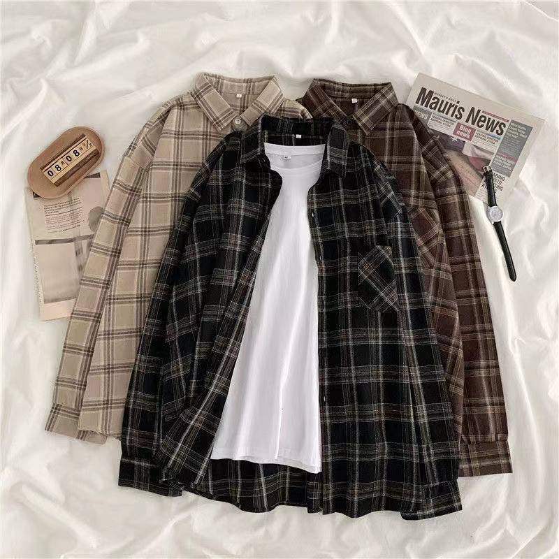 Men's Casual Shirts Vintage Plaid Autumn Long Sleeve Oversize Button Up Korean Fashion Fall Outwear Tops Blusas Mujer 230508, Black
Men's Casual Shirts Vintage Plaid Autumn Long Sleeve Oversize Button Up Korean Fashion Fall Outwear Tops Blusas Mujer 230508, Black