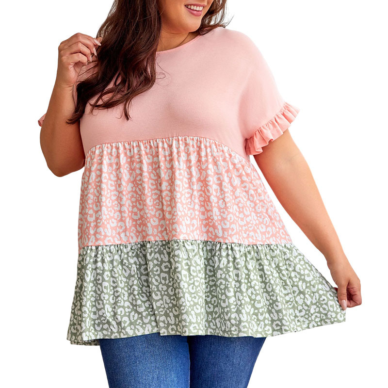 Women's T-Shirt Summer casual large size T-shirt personality leopard print ruffle short sleeve, 01
Women's T-Shirt Summer casual large size T-shirt personality leopard print ruffle short sleeve, 01