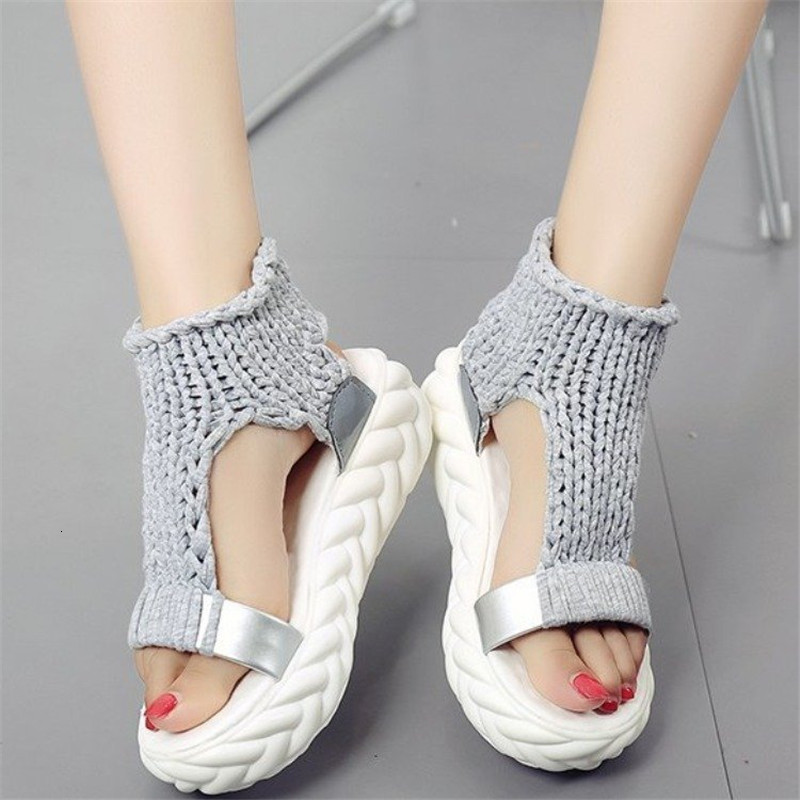 Height Increasing Shoes Knitted Elastic Sandals Summer Shoe Fashion Mesh Open Toe Flat Sweet Hollow SlipOn Female Platform 230508, Black
Height Increasing Shoes Knitted Elastic Sandals Summer Shoe Fashion Mesh Open Toe Flat Sweet Hollow SlipOn Female Platform 230508, Black