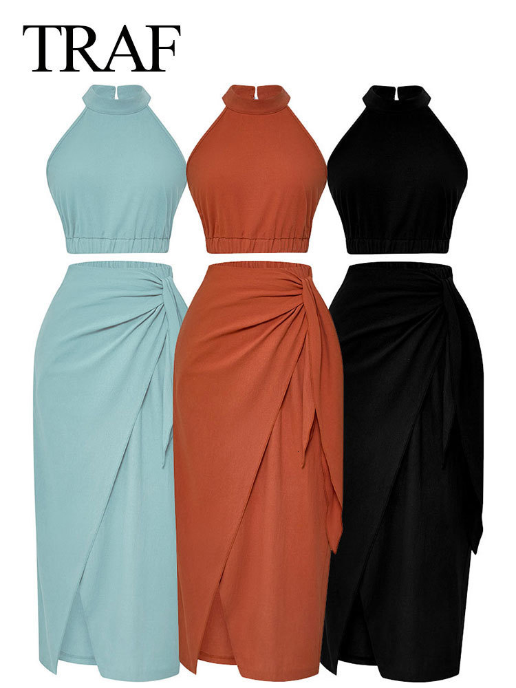 Two Piece Dress TRAF Women' Solid Casual 2 Suit Sleeveless Halterneck Slim Crop Tops Draped Ruched Skirts 2023 Spring Female Clothing 230508, Beige
Two Piece Dress TRAF Women' Solid Casual 2 Suit Sleeveless Halterneck Slim Crop Tops Draped Ruched Skirts 2023 Spring Female Clothing 230508, Beige