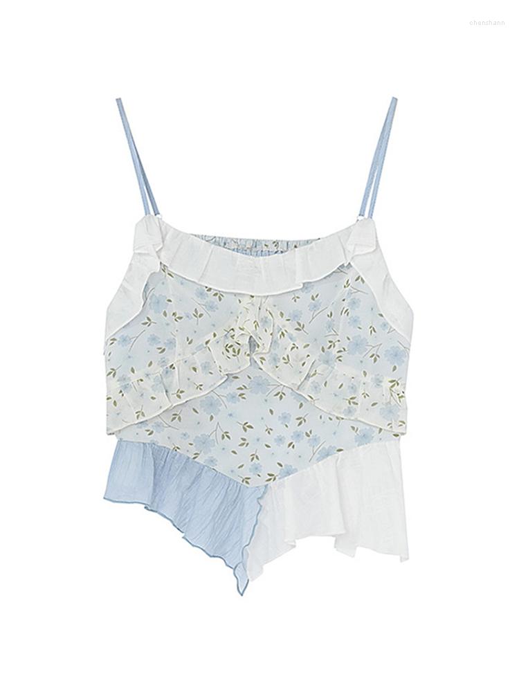 Women' Tanks Retro Aesthetic Print Ruffle Design Women Suspender Vest 2023 Irregular Patchwork Mori Girls Halter Tank Tops Vintage Chic, Blue
Women' Tanks Retro Aesthetic Print Ruffle Design Women Suspender Vest 2023 Irregular Patchwork Mori Girls Halter Tank Tops Vintage Chic, Blue
