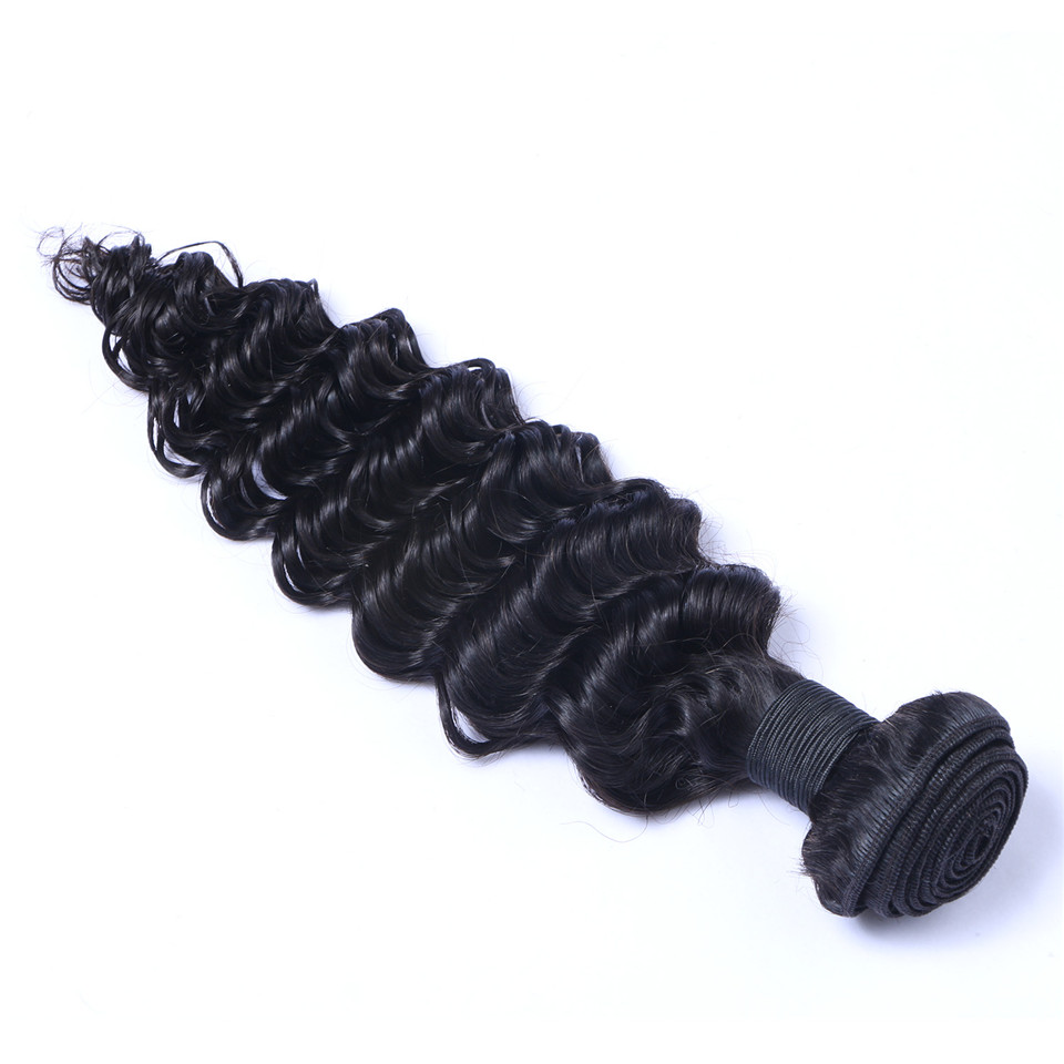 Brazilian Virgin Human Deep Wave Unprocessed Remy Hair Weaves Double Wefts 100G/Bundle 1Bundle/Lot Can Be Dyed Bleached