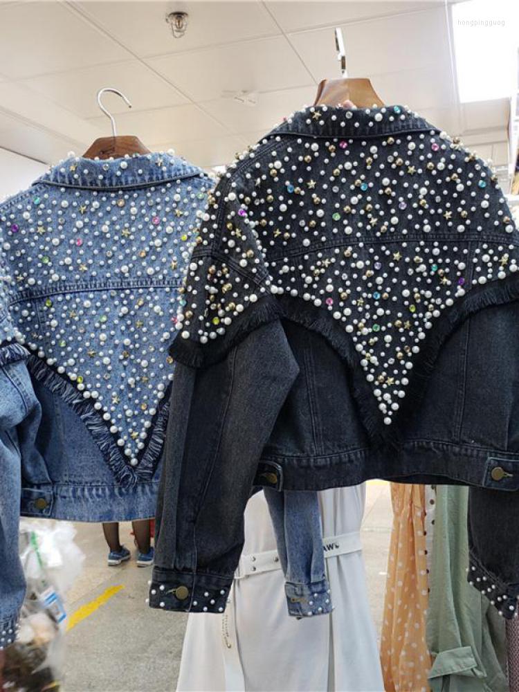 Women's Jackets Harajuku Autumn Short Denim Jacket Women Hand-studded Pearls Punk Tassel Veste Femme Loose Streetwear Jeans Coats, Black
Women's Jackets Harajuku Autumn Short Denim Jacket Women Hand-studded Pearls Punk Tassel Veste Femme Loose Streetwear Jeans Coats, Black