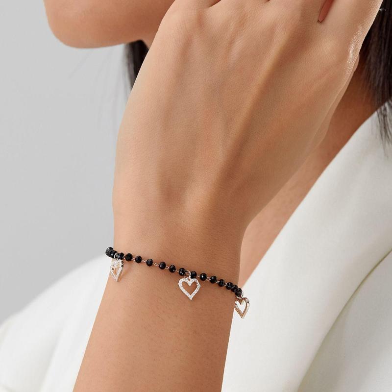 Link Bracelets Fashion Cube Zircon Heart Charms Bracelet For Women Stainless Steel Adjustable Black Crystal Bead Chain Party Jewelry Girl
Link Bracelets Fashion Cube Zircon Heart Charms Bracelet For Women Stainless Steel Adjustable Black Crystal Bead Chain Party Jewelry Girl