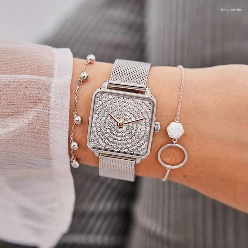 Wristwatches 2023 Luxury Women's Watch Fashion Ladies Diamond Square Watches Quartz Clock Stainless Steel Strap Gift Montre, Silver
Wristwatches 2023 Luxury Women's Watch Fashion Ladies Diamond Square Watches Quartz Clock Stainless Steel Strap Gift Montre, Silver