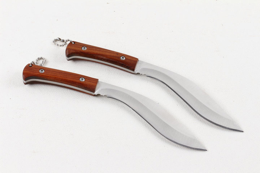 Small hete 440C Satin Blade Full Tang Wood Handle Fixed Blades Knives Outdoor Camping hiking Fishing Survival Knife With Nylon Sheath