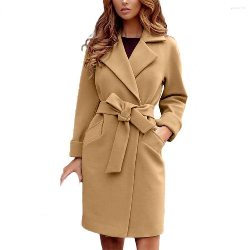 Women' Wool Winter Long Sleeved Coat Women Lace-up Solid Color Cardigan Tight Waist Turn-down Collar Lady Jacket Tops, Black 
Women' Wool Winter Long Sleeved Coat Women Lace-up Solid Color Cardigan Tight Waist Turn-down Collar Lady Jacket Tops, Black