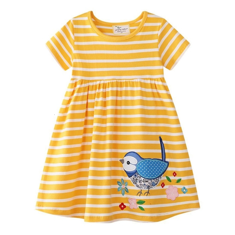Girl s Dresses Jumping Meters Yellow White Striped Cartoon Applique A Cute Bird Short Sleeves Summer Clothing Selling Princess 230508, W67066
Girl s Dresses Jumping Meters Yellow White Striped Cartoon Applique A Cute Bird Short Sleeves Summer Clothing Selling Princess 230508, W67066