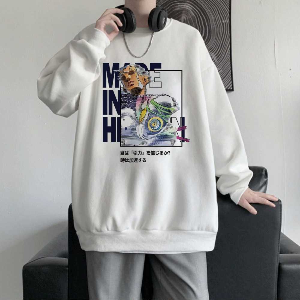 Mens Hoodies Sweatshirts Enrico Pucci Anime Sweatshirts JoJos Bizarre Adventure Manga Graphic Oversized Men Pullover Tracksuit Women Top Winter Cloth 