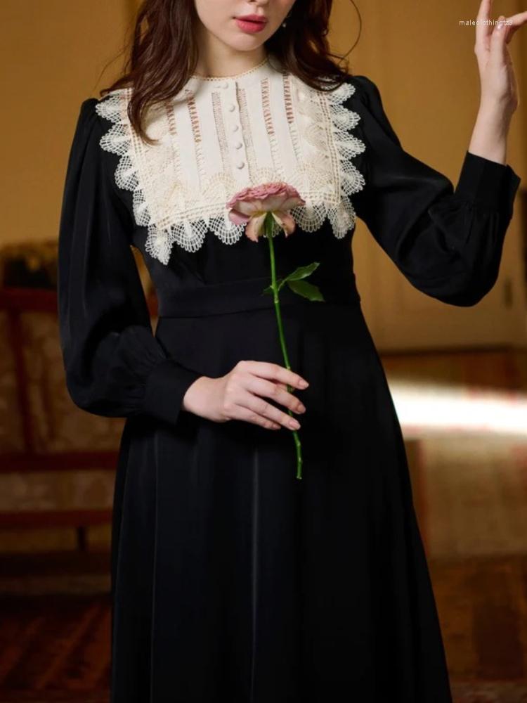 Casual Dresses Japanese Vintage Lace Patchwork Dress For Women Stand Collar High Wasit Long Sleeve Robes Autumn Winter 2023 Elegant Vestidos, Black
Casual Dresses Japanese Vintage Lace Patchwork Dress For Women Stand Collar High Wasit Long Sleeve Robes Autumn Winter 2023 Elegant Vestidos, Black
