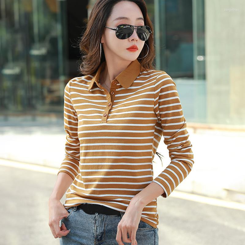 Women's T Shirts Striped Turn-Down Collar Cotton Tee Shirt Femme Korean Fashion Women Long Sleeve Ladies Tops Autumn Tshirt Woman Clothes, White
Women's T Shirts Striped Turn-Down Collar Cotton Tee Shirt Femme Korean Fashion Women Long Sleeve Ladies Tops Autumn Tshirt Woman Clothes, White