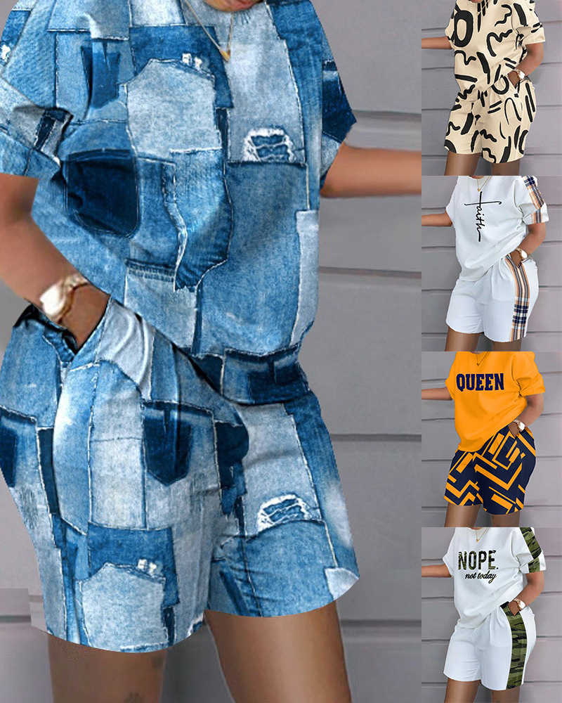 Women's Tracksuits Elegant Women's Sweatshirt Suit Casual T-shirtShorts 2-piece Sets Summer Print Home Wear Female Loog Top Tight Pants 230508, 13
Women's Tracksuits Elegant Women's Sweatshirt Suit Casual T-shirtShorts 2-piece Sets Summer Print Home Wear Female Loog Top Tight Pants 230508, 13