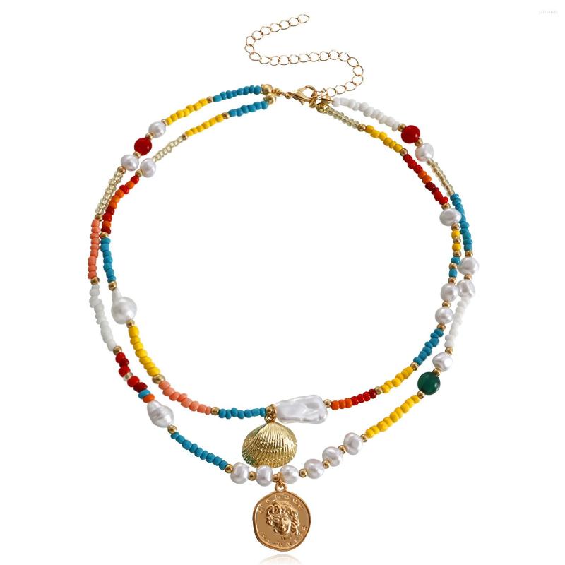 Chains Handmade Pearl Beaded Geometry Coin Pendant Multilayer Chain Choker Necklace For Women Wedding Accessories Drop
Chains Handmade Pearl Beaded Geometry Coin Pendant Multilayer Chain Choker Necklace For Women Wedding Accessories Drop