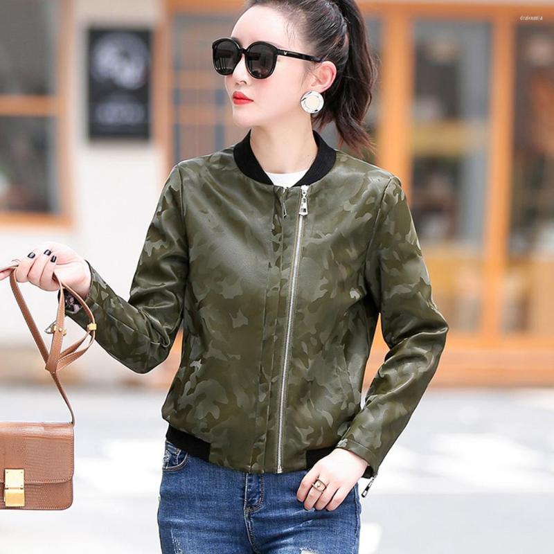 Women's Leather Women Camouflage Jacket Spring Autumn Casual Baseball Uniform Style Sheepskin Short Coat Loose Split, Black
Women's Leather Women Camouflage Jacket Spring Autumn Casual Baseball Uniform Style Sheepskin Short Coat Loose Split, Black