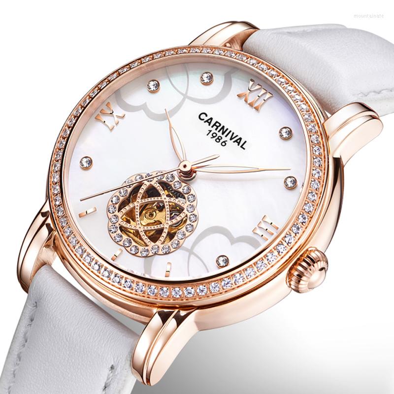 Wristwatches Switzerland Carnival Watch Women Automatic Mechanical Lady Watches Diamond Skeleton Sapphire Crystal Clock C6806-2, Item 6
Wristwatches Switzerland Carnival Watch Women Automatic Mechanical Lady Watches Diamond Skeleton Sapphire Crystal Clock C6806-2, Item 6