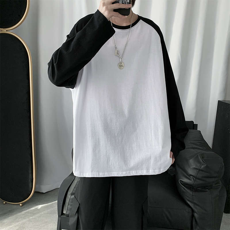 Men's T-Shirts Men Long Sleeve T-shirts Fashion Patchwork Harajuku Loose Outwear Tshirts Hip-hop Students All-match Basic Tops Couple 230509