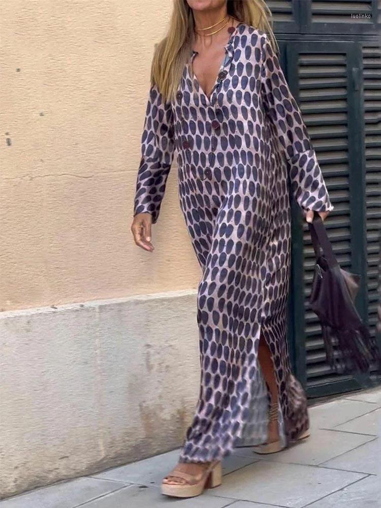 Casual Dresses Long Sleeve Ankle-length Loose Vestidos Fashion Causal Holiday Robe Women Floral Geometric Print Split Maxi Dress Summer V, Blue
Casual Dresses Long Sleeve Ankle-length Loose Vestidos Fashion Causal Holiday Robe Women Floral Geometric Print Split Maxi Dress Summer V, Blue