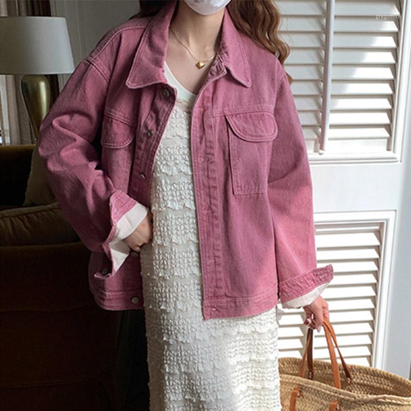 Women's Jackets Denim Jacket Spring Autumn Coat Pink Jean Casual Top Korean Loose Fashion Button Outerwear With Pockets Streetwear Women
Women's Jackets Denim Jacket Spring Autumn Coat Pink Jean Casual Top Korean Loose Fashion Button Outerwear With Pockets Streetwear Women