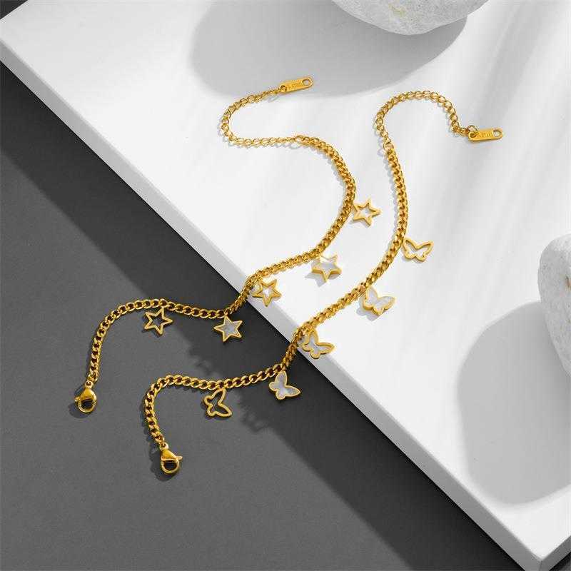 Bracelet Hollow Butterfly Link Five Pointed Star White Bedo Pendant Thick Titanium Steel No Fading
Bracelet Hollow Butterfly Link Five Pointed Star White Bedo Pendant Thick Titanium Steel No Fading