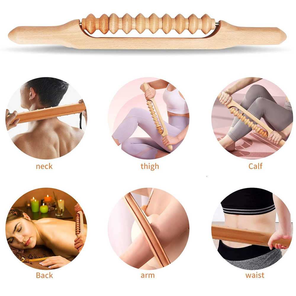 Massaging Neck Pillowws JOMMJO 2 Pcs Wood Therapy Massage Tools lymphatic Drainage r back Trigger Points for Body Sculpting 230508