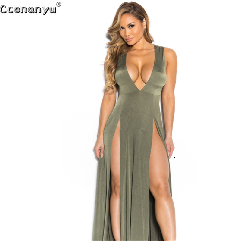 Party Dresses Summer Women Ladies Sexy Deep VNeck Split Sleeveles Asymmetrical FloorLength Bandage Dress 230508